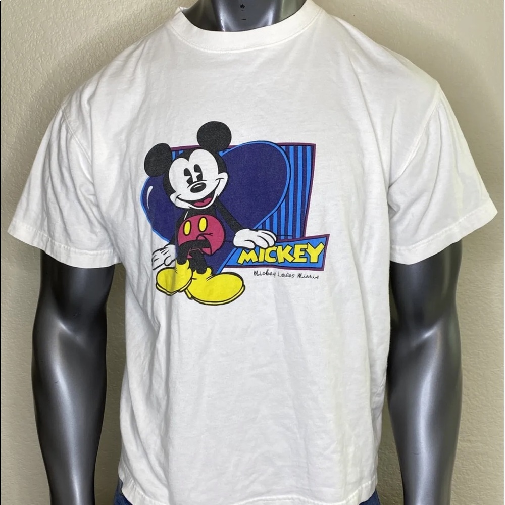 Vtg Disney World Shirt Mickey Mouse Loves Minnie Size XL